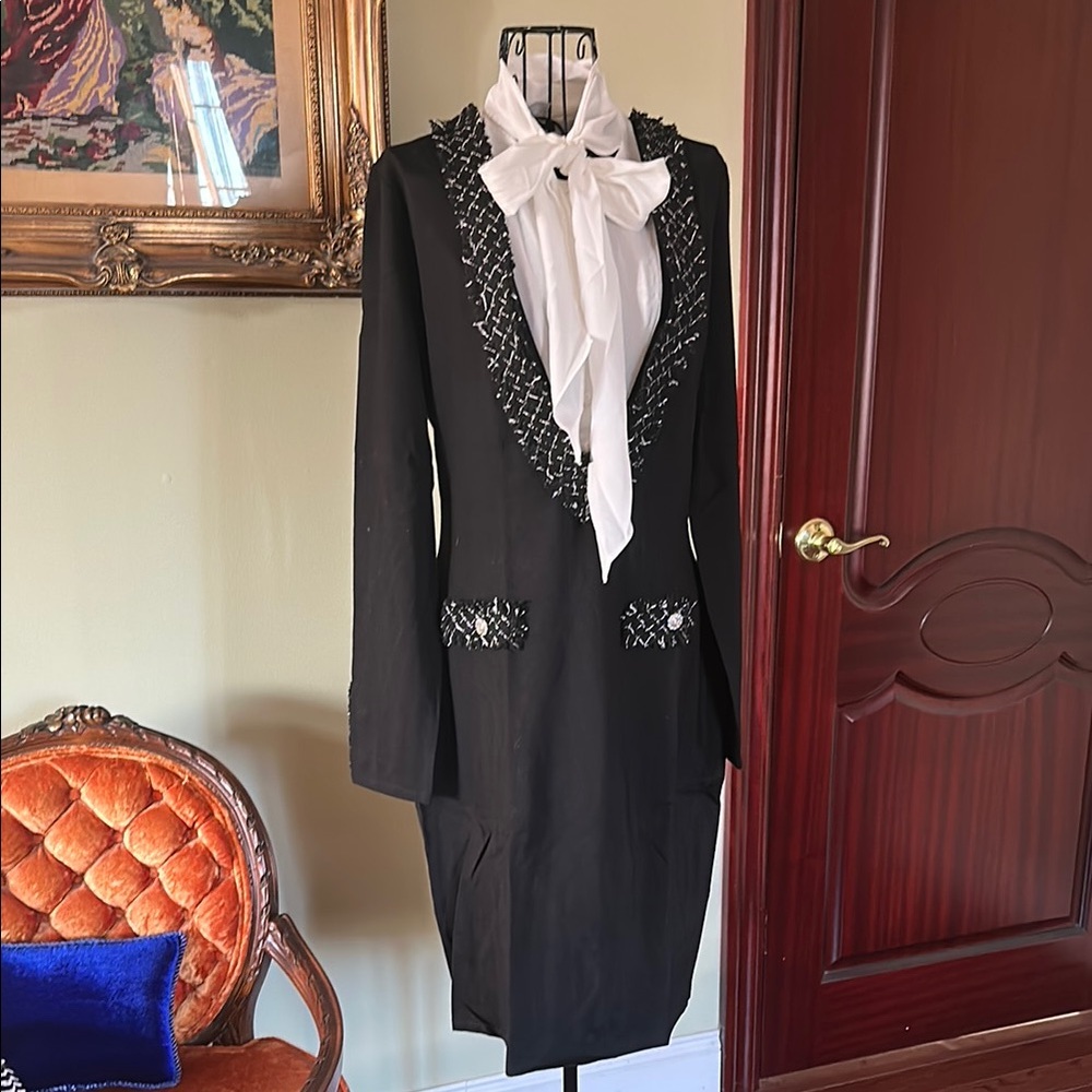 Elegant Black Embellished Women's dress